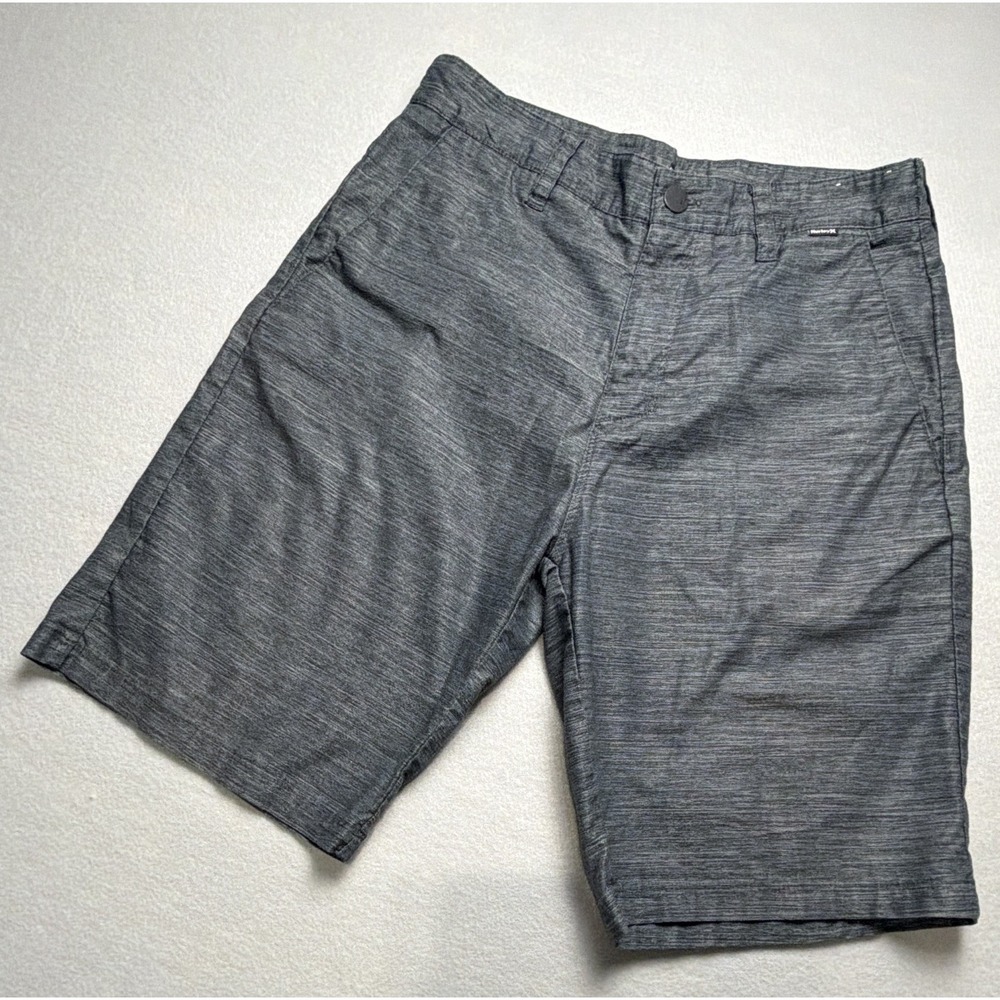 Hurley Men's Gray Chino Shorts Flat Front Button Closure Pockets